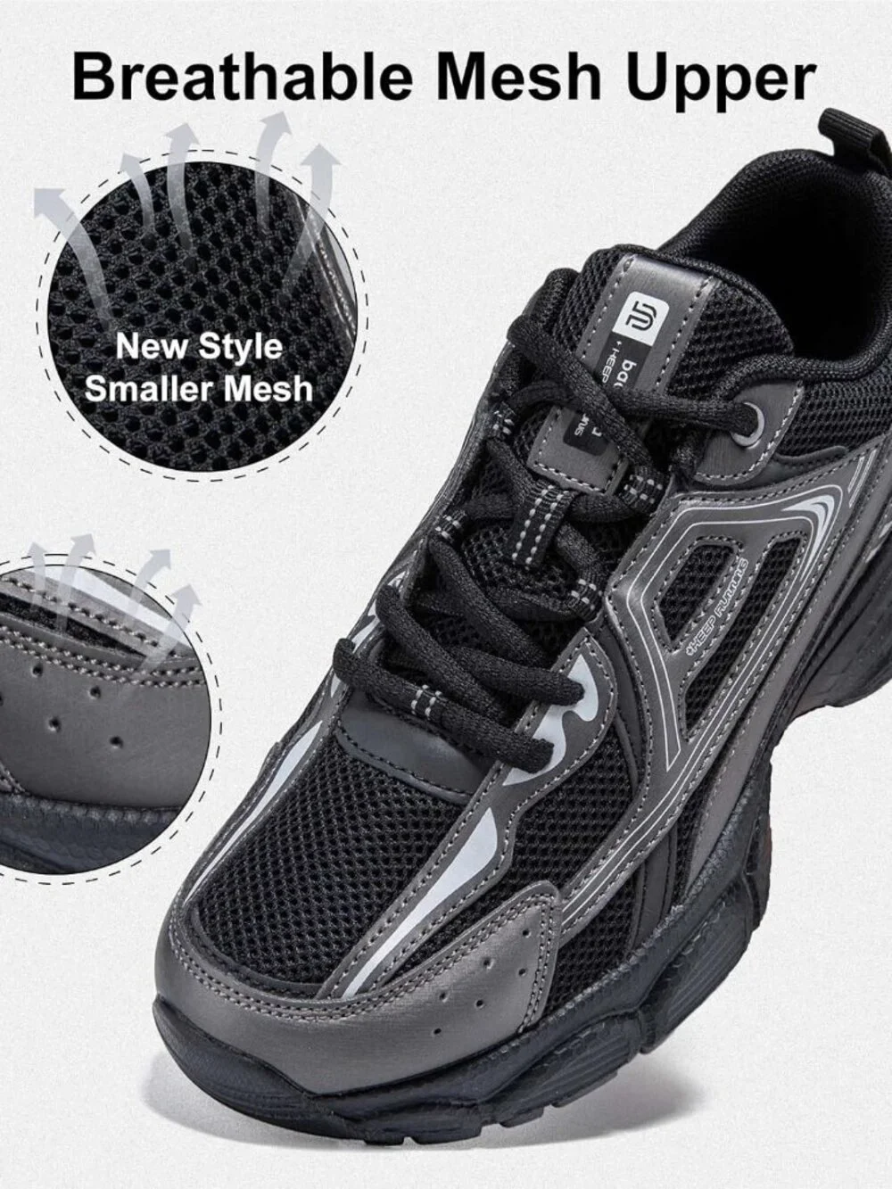 Women's Black Chunky Fashion Sneakers Casual Sports Shoes Mesh Athletic